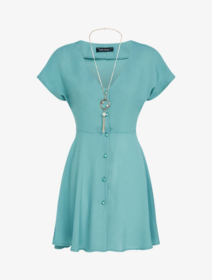 Tunique en voile coupe patineuse - turquoise - 3