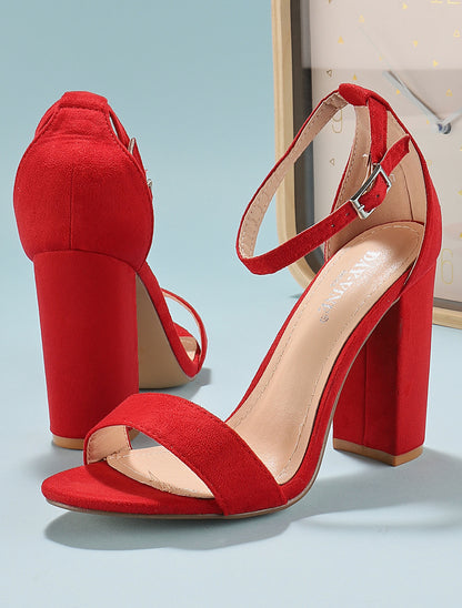 Sandales en suédine à talon bottier - rouge - 6