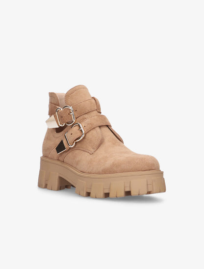 Boots à gros crans et brides - camel - 2