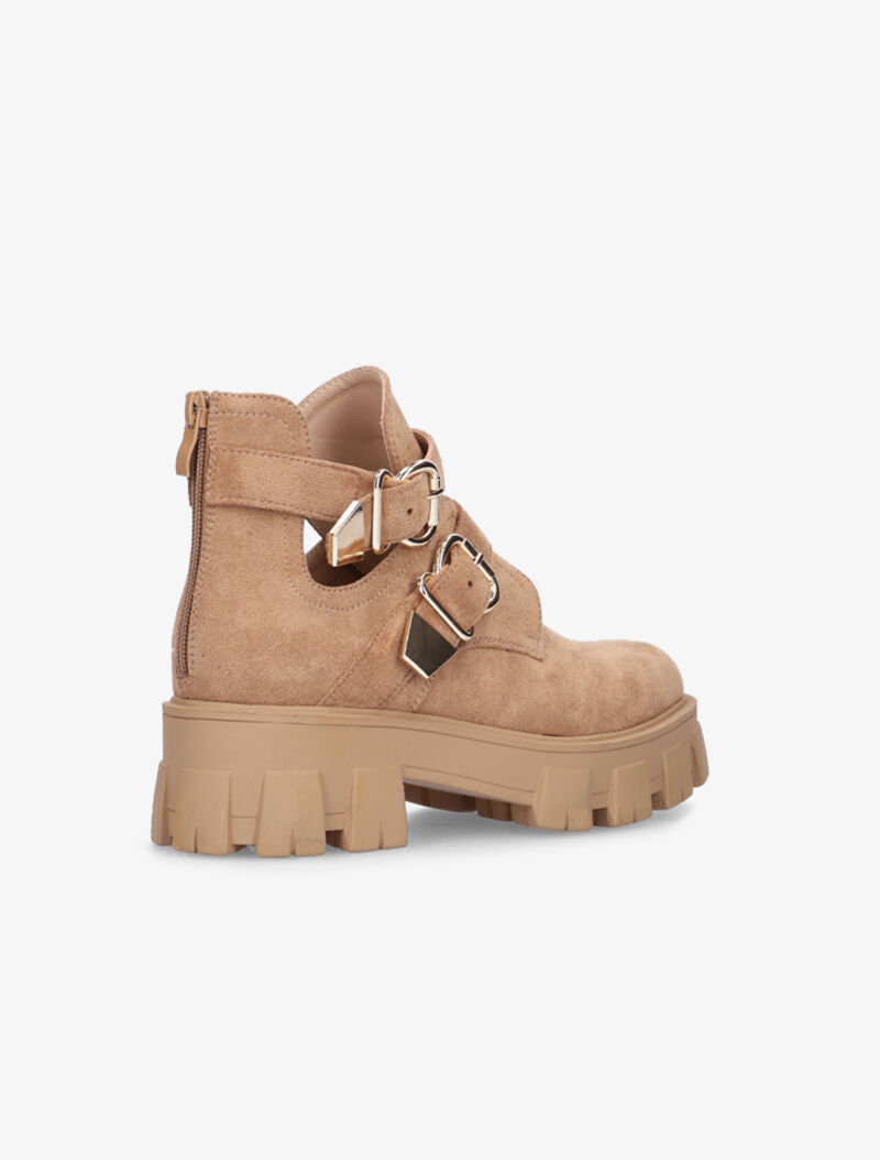 Boots à gros crans et brides - camel - 4