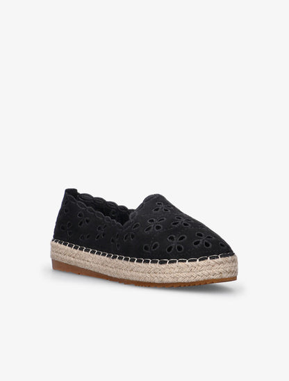 Espadrilles ajourées à effet brodé - noir - 2