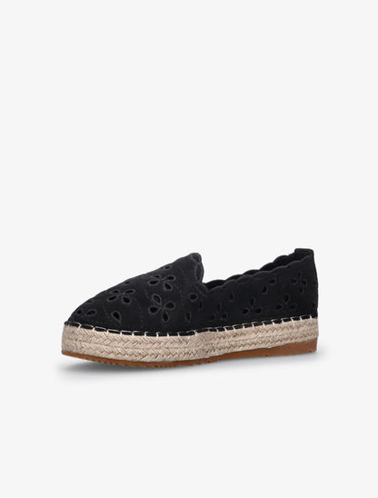 Espadrilles ajourées à effet brodé - noir - 3