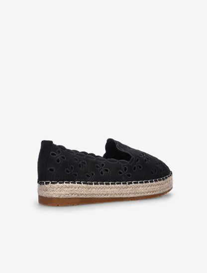 Espadrilles ajourées à effet brodé - noir - 4