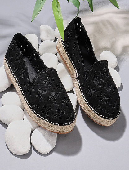 Espadrilles ajourées à effet brodé - noir - 5