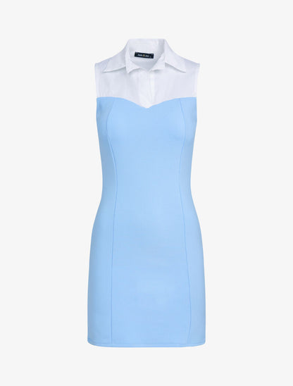 Robe à détail style chemise - bleu ciel - 2