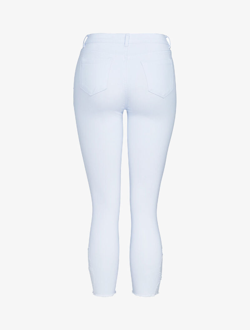 Jean 7/8 skinny effet déchiré destroy - blanc