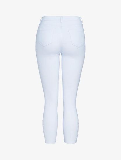 Jean 7/8 skinny effet déchiré destroy - blanc