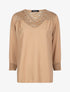 Blouse transparente à détails dentelle - camel - 1