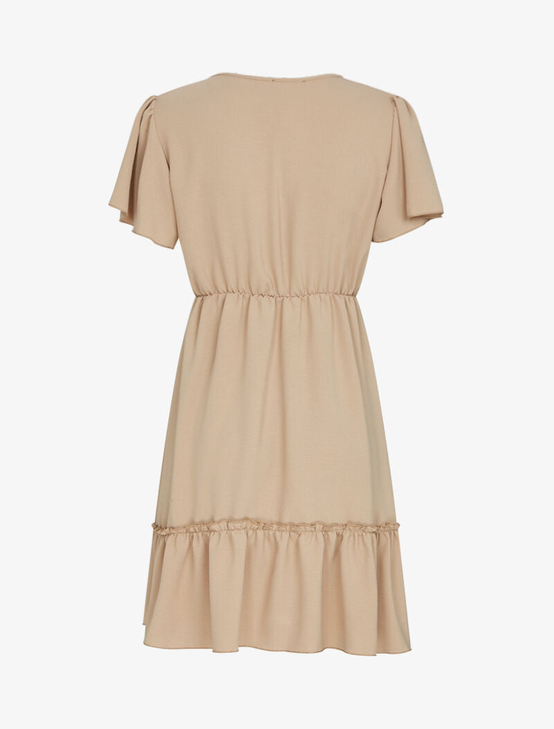 Robe patineuse à boutons décoratifs - camel - 3