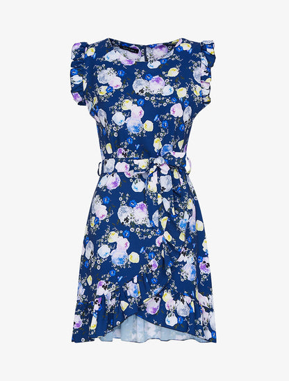Robe à imprimé floral graphique - marine - 2