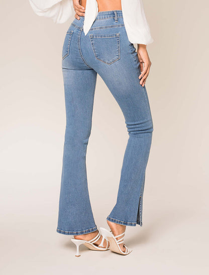 Jean flare à côtés fendus - bleu denim - 2