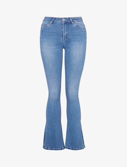 Jean flare à côtés fendus - bleu denim - 3