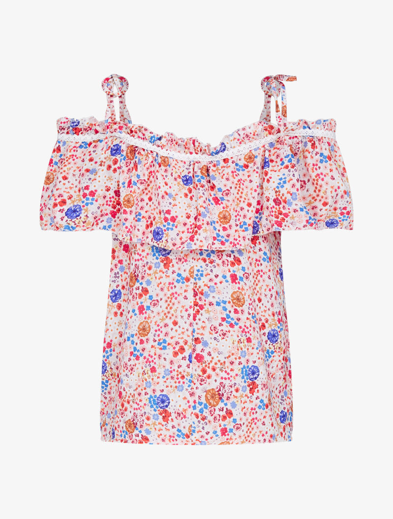 Top fleuri à épaules nues - ecru - 2