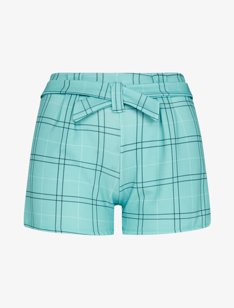 Short extra court à imprimé tartan - turquoise - 1