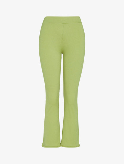 Pantalon flare à bords coupe franche - vert anis - 1