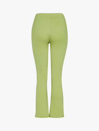 Pantalon flare à bords coupe franche - vert anis - 2