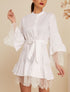 Robe trapèze à volants et dentelle - blanc - 1
