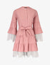 Robe trapèze à volants et dentelle - rose - 1