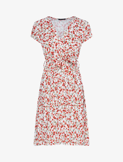 Robe patineuse à imprimé floral - ecru - 1