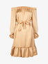 Robe satinée à bord volanté - or - 3