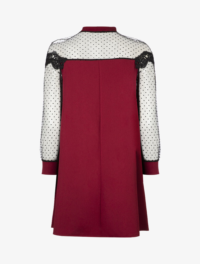Robe à haut de buste en tulle - bordeaux - 2