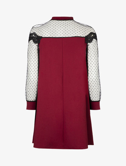 Robe à haut de buste en tulle - bordeaux - 2