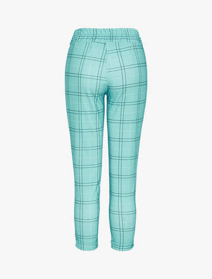 Pantalon 7/8 à imprimé tartan - turquoise