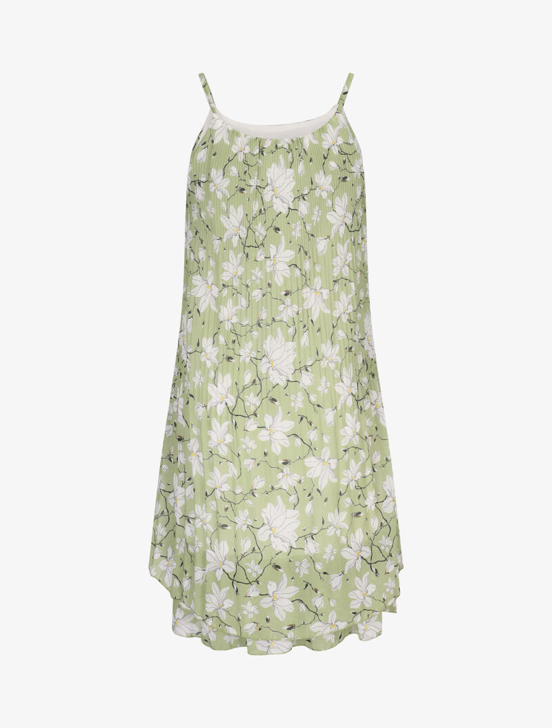 Robe gaufrée à imprimé floral - vert anis - 2