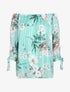 Top à imprimé floral et rayures irisées - vert d&