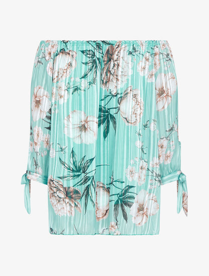Top à imprimé floral et rayures irisées - vert d&