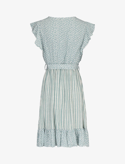 Robe légère à bords volantés et à imprimés - vert amande - 2