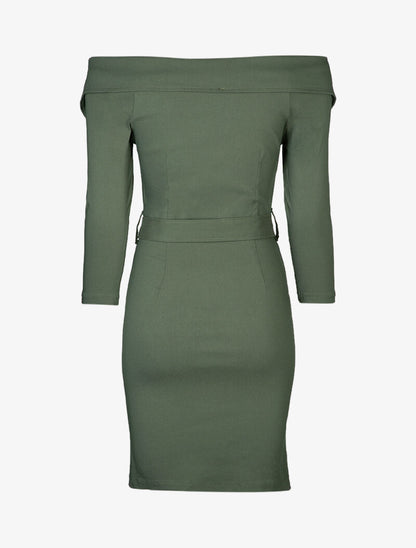 Robe fourreau zippée - kaki - 2