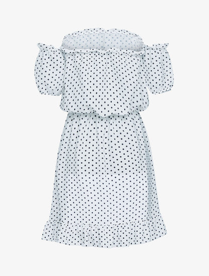 Robe à pois et volants - ecru - 2