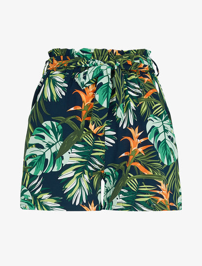Short fluide à imprimé tropical - marine - 1