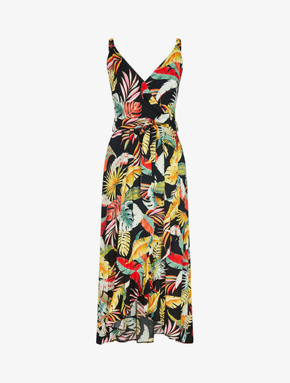 Robe coupe portefeuille volantée - noir - 1