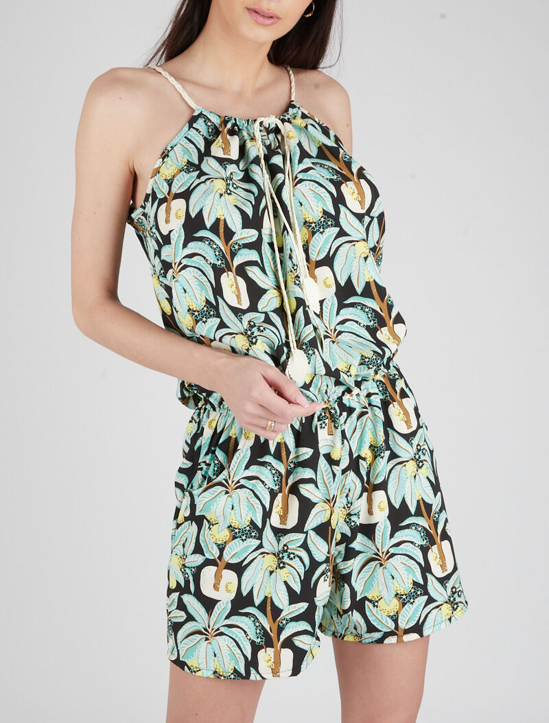 Combishort à imprimé cocotiers - noir - 1