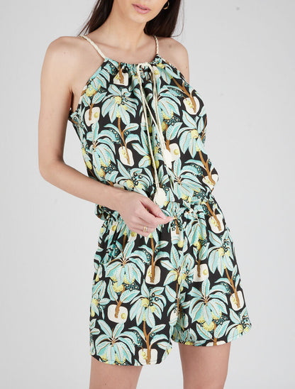 Combishort à imprimé cocotiers - noir - 1