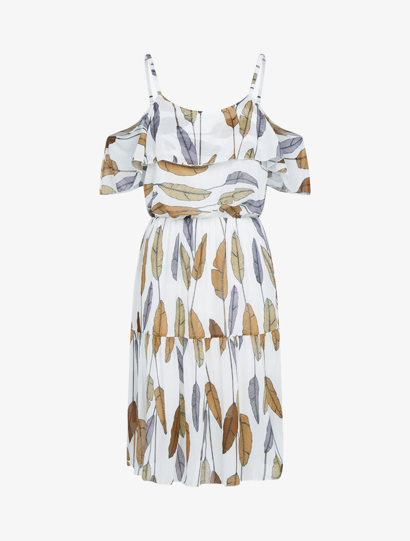 Robe à épaules dénudées et imprimés - noir - 3