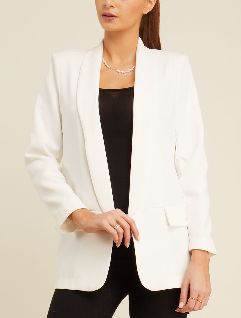 Blazer ouvert à fausses poches - ecru - 1