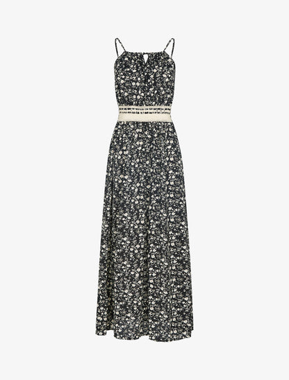 Robe à imprimé floral et crochet - noir - 3