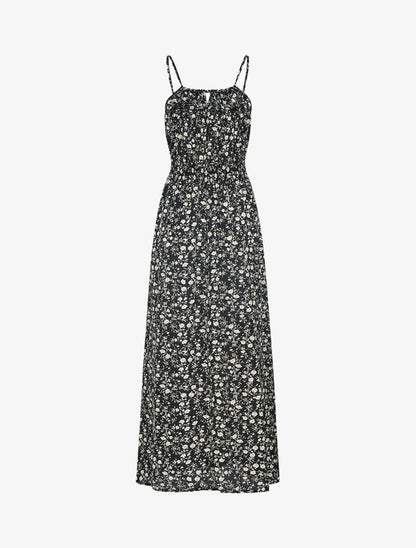 Robe à imprimé floral et crochet - noir - 2