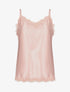 Débardeur satiné à bords dentelle - rose - 1
