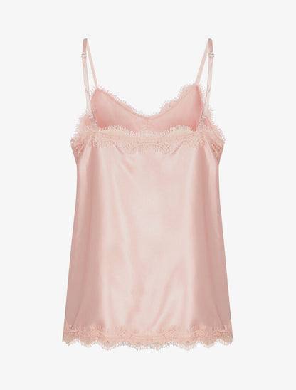 Débardeur satiné à bords dentelle - rose - 2