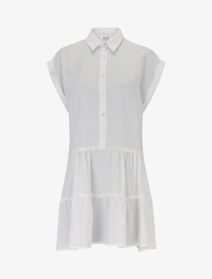 Robe courte coupe carrée style chemise - blanc - 1