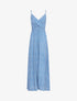 Robe longue à imprimé feuilles - bleu charrette - 1