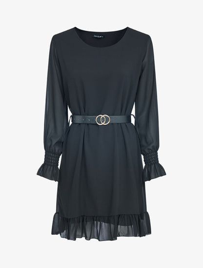 Robe en voile à bords volantés - noir - 3