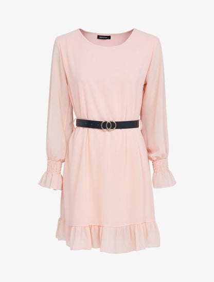 Robe en voile à bords volantés - rose - 1