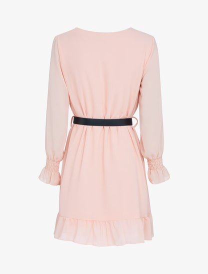 Robe en voile à bords volantés - rose - 2