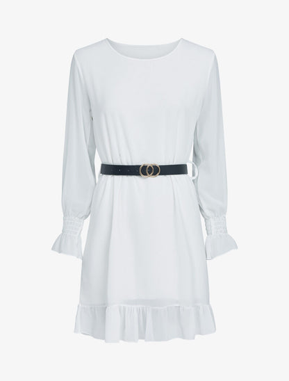 Robe en voile à bords volantés - blanc - 1