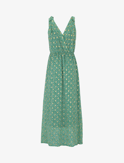 Robe longue à imprimé fleurs abstraites - vert - 2